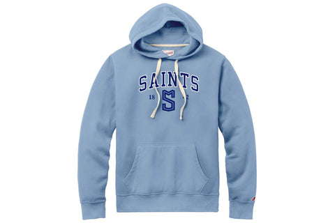 Blue hooded sweatshirt with Saints logo