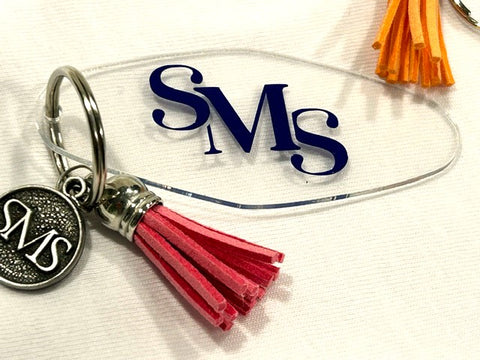 SMS Acrylic Key Chain with Tassel and Charm